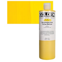 Golden Fluid Acrylic - Benzimidazolone Yellow Medium, 16 oz and swatch