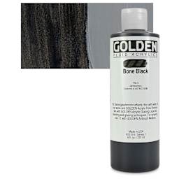 Golden Fluid Acrylic - Bone Black, 8 oz bottle and swatch