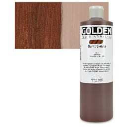 Golden Fluid Acrylic - Burnt Sienna, 16 oz bottle and swatch