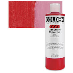 Golden Fluid Acrylic - Cadmium Red Medium Hue, 8 oz bottle and swatch