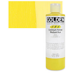 Golden Fluid Acrylic - Cadmium Yellow Medium Hue, 8 oz bottle and swatch