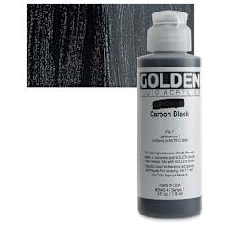 Golden Fluid Acrylic - Carbon Black, 4 oz bottle and swatch