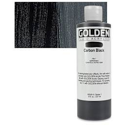 Golden Fluid Acrylic - Carbon Black, 8 oz bottle and swatch