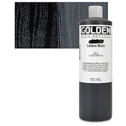 Golden Fluid Acrylic - Carbon Black, 16 oz bottle and swatch