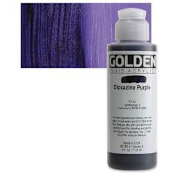 Golden Fluid Acrylic - Dioxazine Purple, 4 oz bottle and swatch