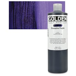 Golden Fluid Acrylic - Dioxazine Purple, 16 oz bottle and swatch