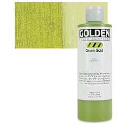 Golden Fluid Acrylic - Green Gold, 8 oz bottle and swatch