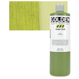 Golden Fluid Acrylic - Green Gold, 16 oz bottle and swatch