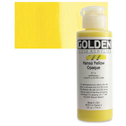 Golden Fluid Acrylic - Hansa Yellow Opaque, 4 oz bottle and swatch