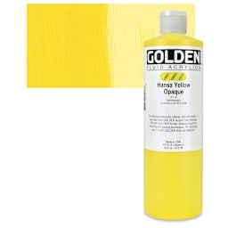 Golden Fluid Acrylic - Hansa Yellow Opaque, 16 oz bottle and swatch