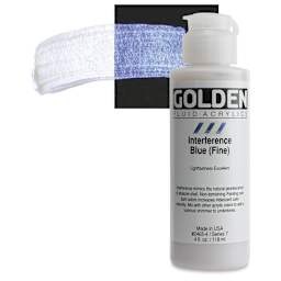 Golden Fluid Acrylic - Interference Blue (Fine), 4 oz bottle and swatch