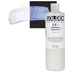 Golden Fluid Acrylic - Interference Blue (Fine), 16 oz bottle and swatch
