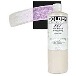 Golden Fluid Acrylic - Interference Violet (Fine), 16 oz bottle and swatch