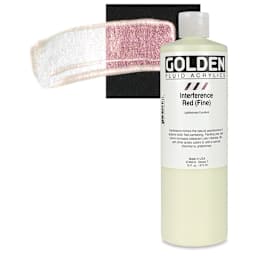 Golden Fluid Acrylic - Interference Red (Fine), 16 oz bottle and swatch