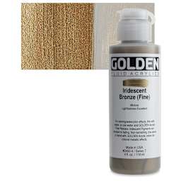 Golden Fluid Acrylic - Iridescent Bronze (Fine), 4 oz bottle and swatch