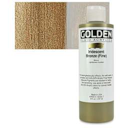 Golden Fluid Acrylic - Iridescent Bronze (Fine), 8 oz bottle and swatch