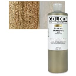 Golden Fluid Acrylic - Iridescent Bronze (Fine), 16 oz bottle and swatch