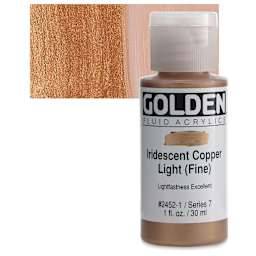 Golden Fluid Acrylic - Iridescent Copper Light (Fine), 1 oz bottle and swatch