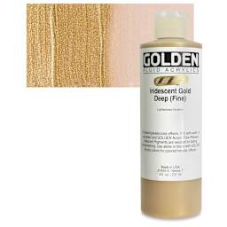 Golden Fluid Acrylic - Iridescent Gold Deep (Fine), 8 oz bottle and swatch