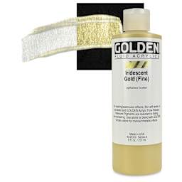Golden Fluid Acrylic - Iridescent Gold (Fine), 8 oz bottle and swatch