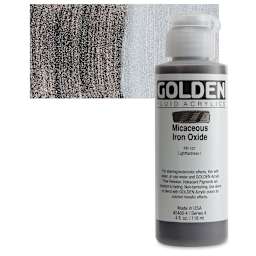 Golden Fluid Acrylic - Iridescent Micaceous Iron Oxide, 4 oz bottle and swatch
