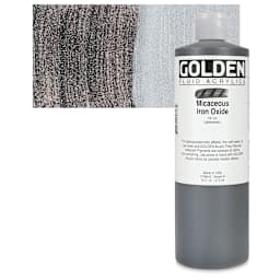 Golden Fluid Acrylic - Iridescent Micaceous Iron Oxide, 16 oz bottle and swatch