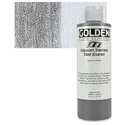 Golden Fluid Acrylic - Iridescent Stainless Steel, 8 oz bottle and swatch