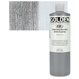 Golden Fluid Acrylic - Iridescent Stainless Steel, 16 oz bottle and swatch