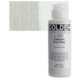 Golden Fluid Acrylic - Iridescent Pearl (Fine), 4 oz bottle and swatch