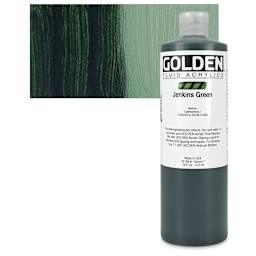 Golden Fluid Acrylic - Jenkins Green, 16 oz bottle and swatch