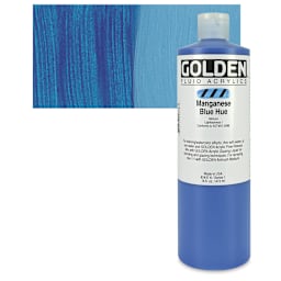 Golden Fluid Acrylic - Manganese Blue Historical Hue, 16 oz bottle and swatch