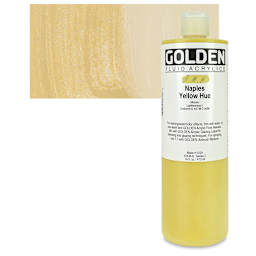 Golden Fluid Acrylic - Naples Yellow Historical Hue, 16 oz bottle and swatch