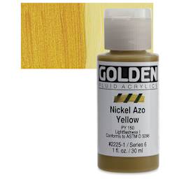 Golden Fluid Acrylic - Nickel Azo Yellow, 1 oz bottle and swatch