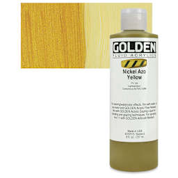Golden Fluid Acrylic - Nickel Azo Yellow, 8 oz bottle and swatch