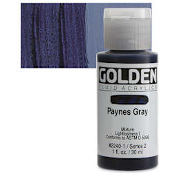 Golden Fluid Acrylic - Payne's Gray, 1 oz bottle and swatch