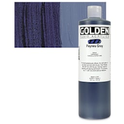 Golden Fluid Acrylic - Payne's Gray, 16 oz bottle and swatch