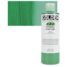 Golden Fluid Acrylic - Permanent Green Light, 8 oz bottle and swatch