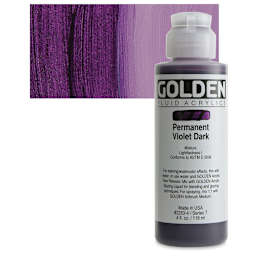 Golden Fluid Acrylic - Permanent Violet Dark, 4 oz bottle and swatch