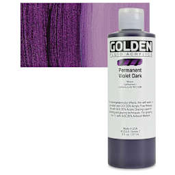 Golden Fluid Acrylic - Permanent Violet Dark, 8 oz bottle and swatch