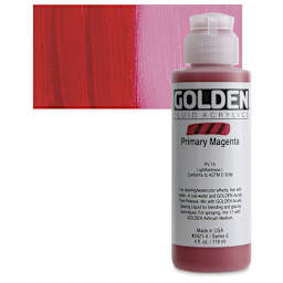 Golden Fluid Acrylic - Primary Magenta, 4 oz bottle and swatch