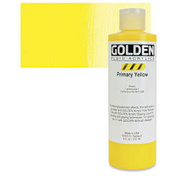 Golden Fluid Acrylic - Primary Yellow, 8 oz bottle and swatch