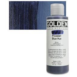 Golden Fluid Acrylic - Prussian Blue Historical Hue, 4 oz bottle and swatch