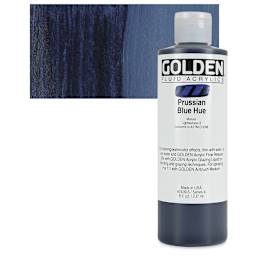Golden Fluid Acrylic - Prussian Blue Historical Hue, 8 oz bottle and swatch