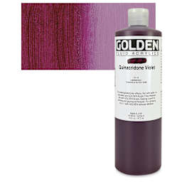 Golden Fluid Acrylic - Quinacridone Violet, 16 oz bottle and swatch