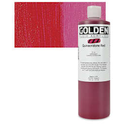 Golden Fluid Acrylic - Quinacridone Red, 16 oz bottle and swatch