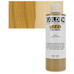 Golden Fluid Acrylic - Raw Sienna, 8 oz bottle and swatch
