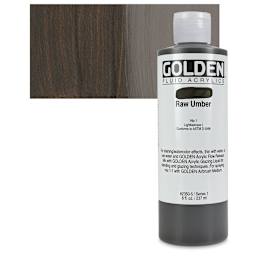 Golden Fluid Acrylic - Raw Umber, 8 oz bottle and swatch