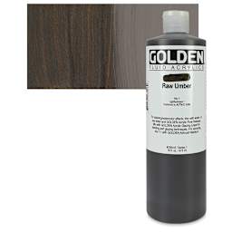 Golden Fluid Acrylic - Raw Umber, 16 oz bottle and swatch