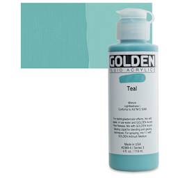 Golden Fluid Acrylic - Teal, 4 oz bottle and swatch