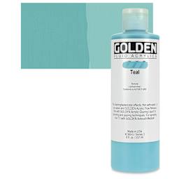 Golden Fluid Acrylic - Teal, 8 oz bottle and swatch